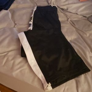 Black and white open leg PINK sweat pants